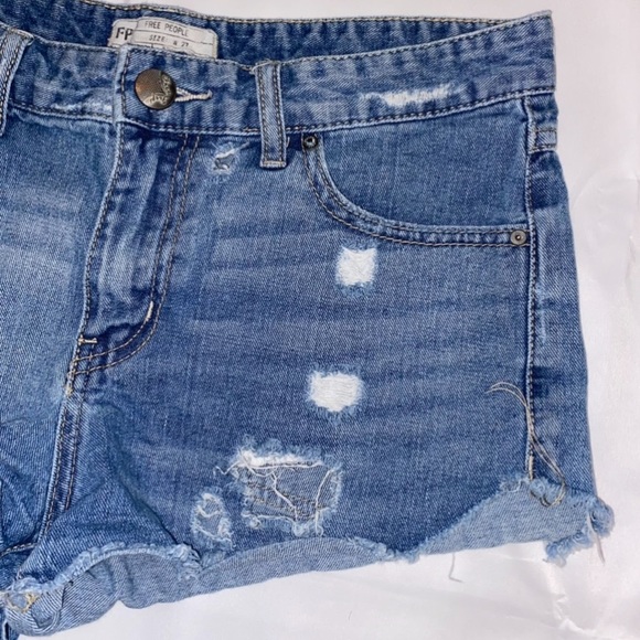 Free People Distressed Denim Shorts - Picture 3 of 7